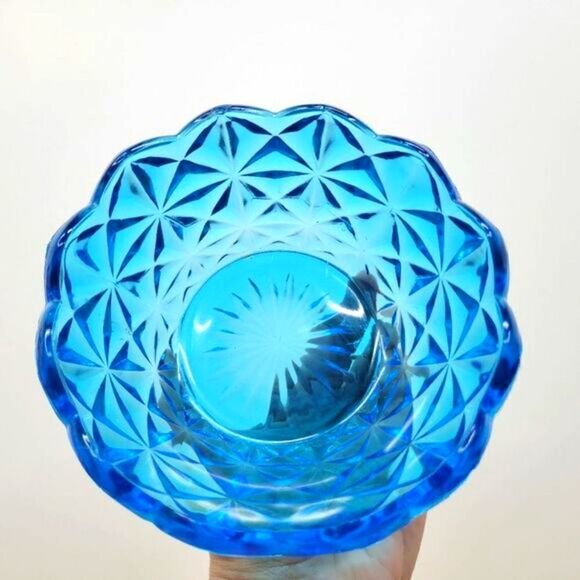 Vintage Monticello Indiana Glass Blue  Candy Dish - Picture 9 of 16